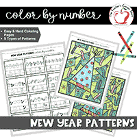 Pattern Recognition Skills - New Year's Color by Number