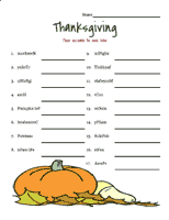 Thanksgiving Word Scramble 2
