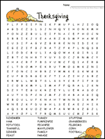 Thanksgiving Word Search 3