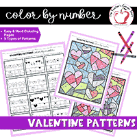 Pattern Recognition Skills - Valentine Color by Number