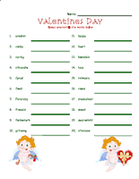Valentine's Day Word scramble 2